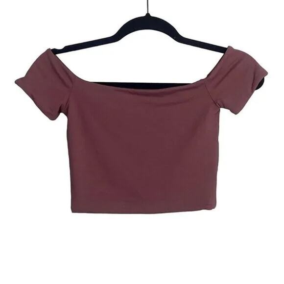 ZARA 90s Crop Top Short Sleeve Stretch Squared Neckline Very Soft S Blush Pink - Picture 14 of 14